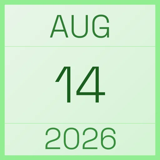 14 August 2026