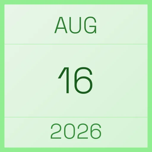 16 August 2026