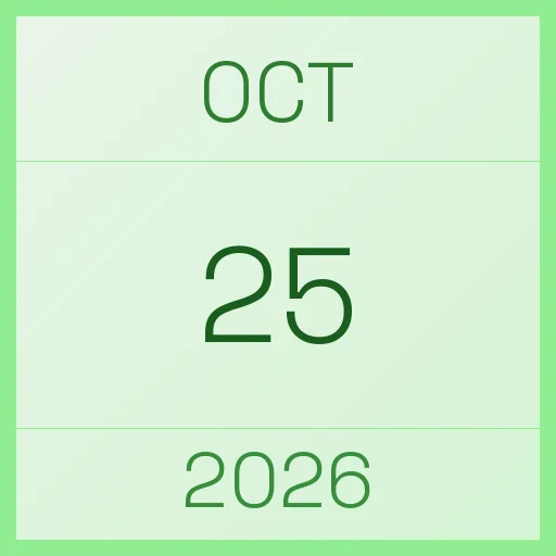 25 October 2026