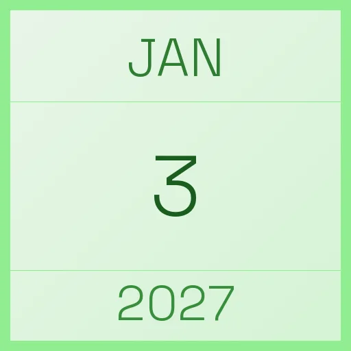  3 January 2027