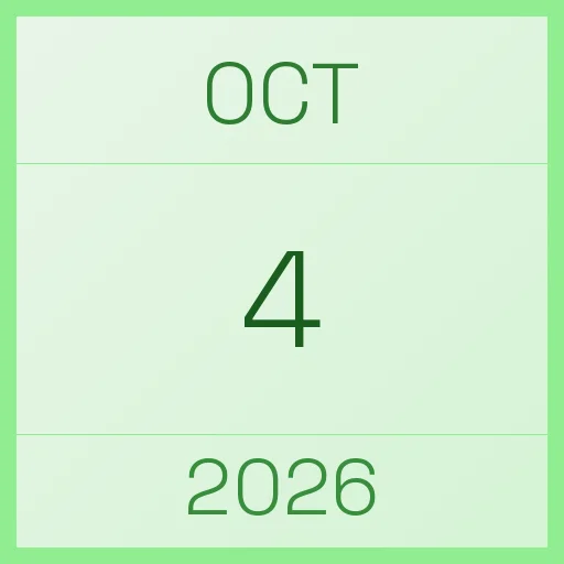  4 October 2026