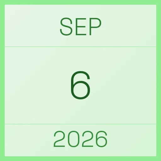 6 September 2026