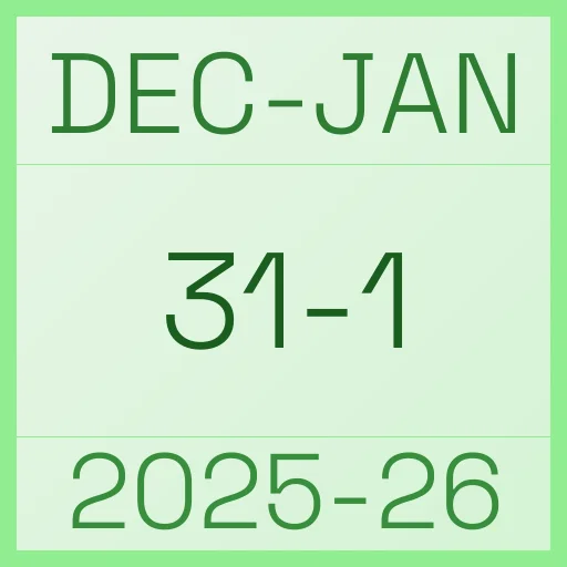 2025 New Years Double, Dec 31, 2025–Jan 1, 2026