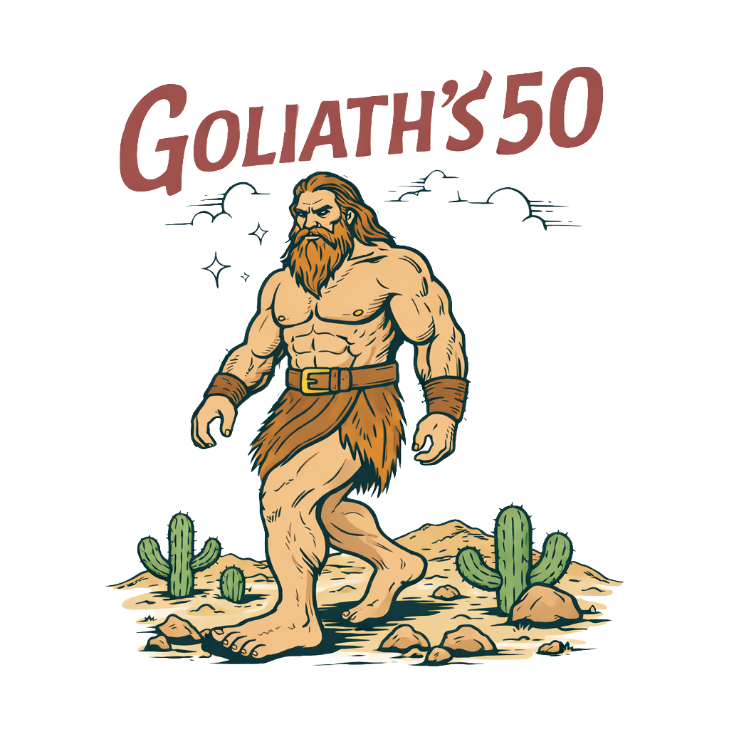 Official logo of 2026 Goliath's 50 - marathon event in Marble Falls, United States 2026