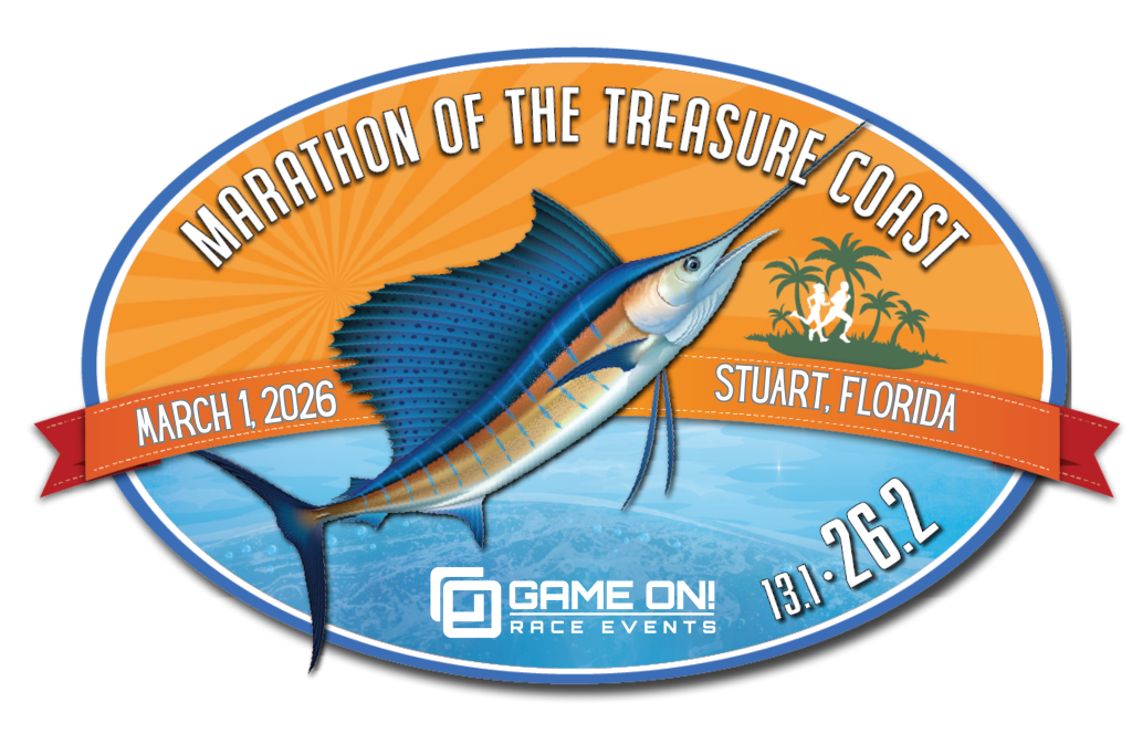 Official logo of Game On! Marathon of the Treasure Coast 2026 - marathon event in Stuart, United States 2026