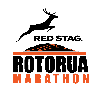 Official logo of 2026 Red Stag Rotorua Marathon - marathon event in Rotorua, New Zealand 2026